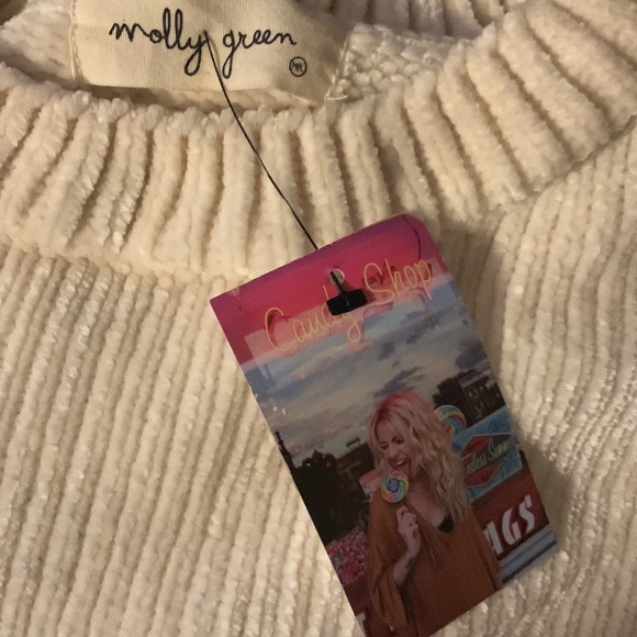 NWT Molly Green Ivory White Super Soft Chenille White Knit Crew Neck Sweater - Picture 2 of 5